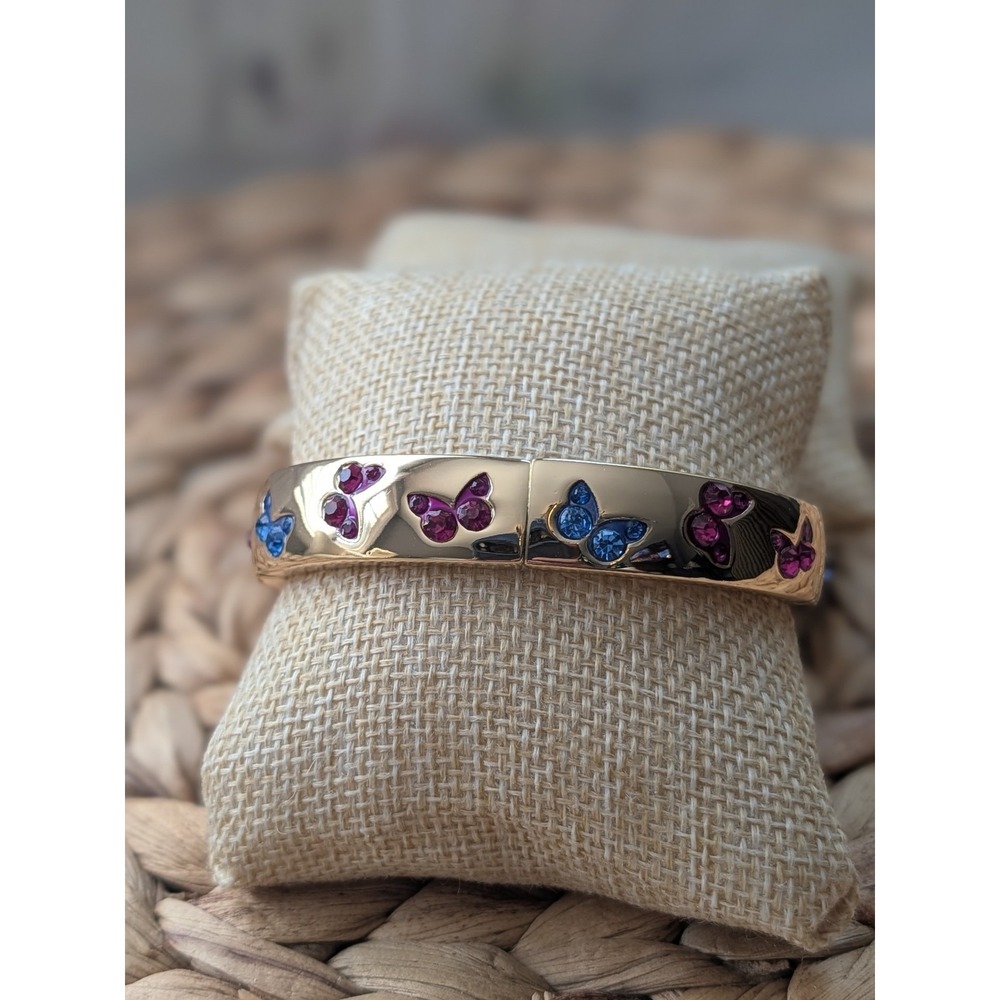 Park Lane Papillion Bracelet Blue Pink Stones Gold Tone Butterflies NIB